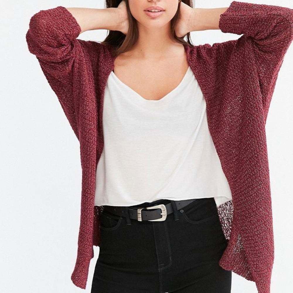 Urban Outfitters BDG Ivy Open Knit Burgundy Cardigan, XS